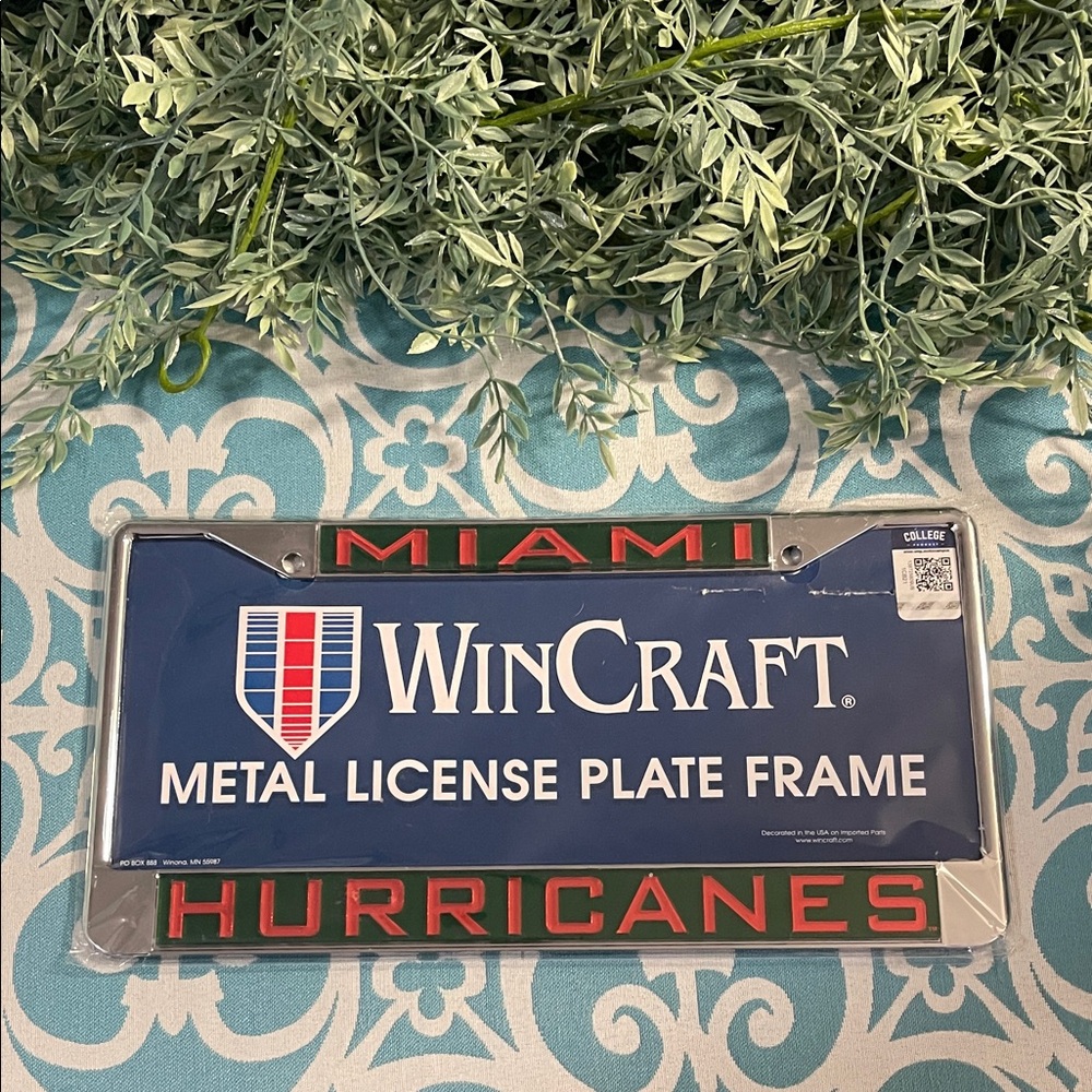 University of Miami Hurricanes Metal License Plate Frame